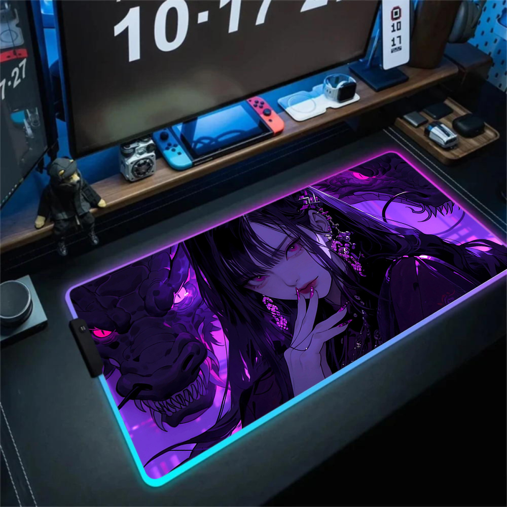 Anime Girl Mousepad Gaming Mou - Tradescantia Purple のレビューと価格