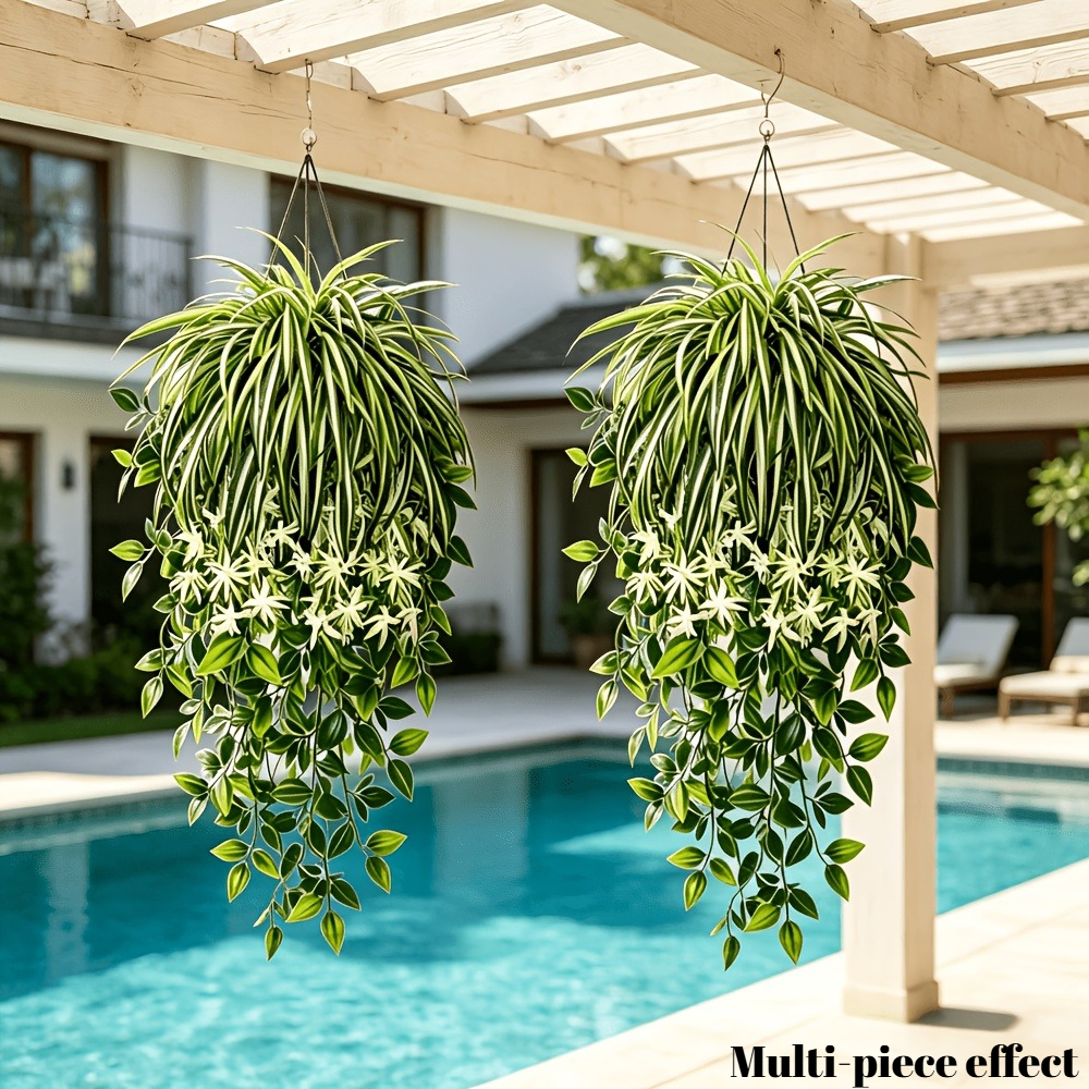 4pc Faux Spider Plant Hanging  - Spider Plant Hanging のレビューと価格
