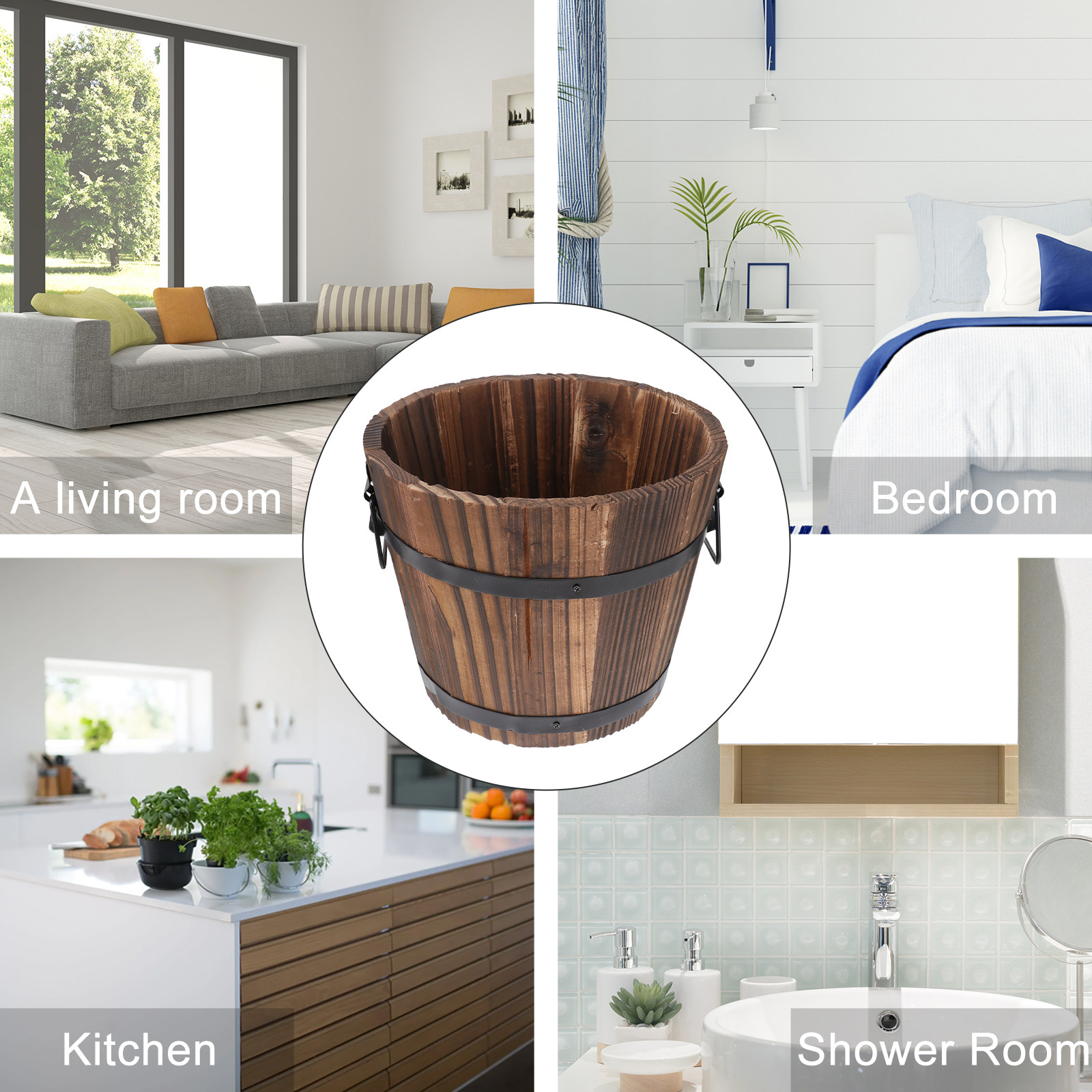 Wooden Round Barrel Planter La - Aloe Vera Pot のレビューと価格